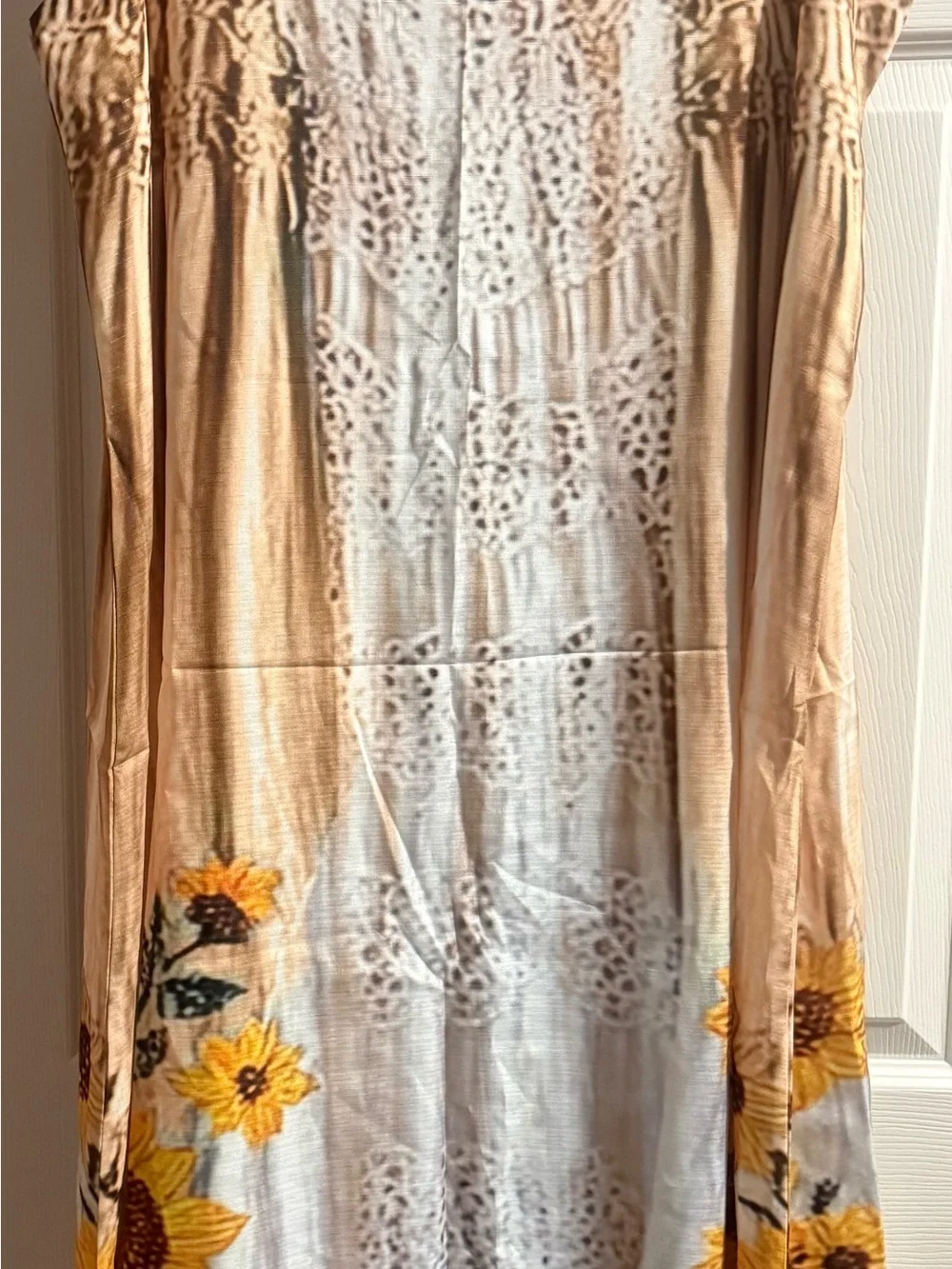 Sunflower Accent Curtain Panel in Beige and Yellow